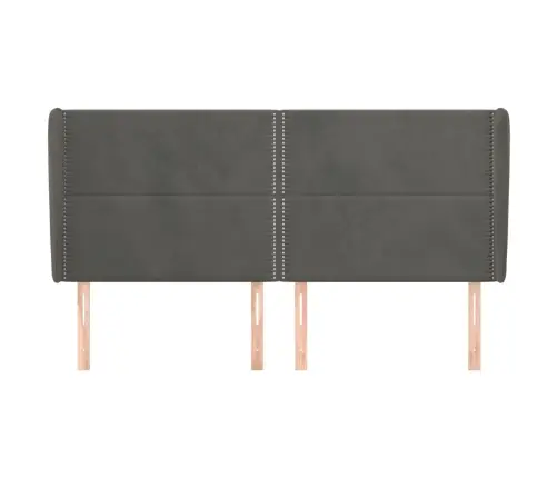 Galvgalis Ar Malām, 203X23X118/128 Cm, Tumši Pelēks Samts Vidaxl