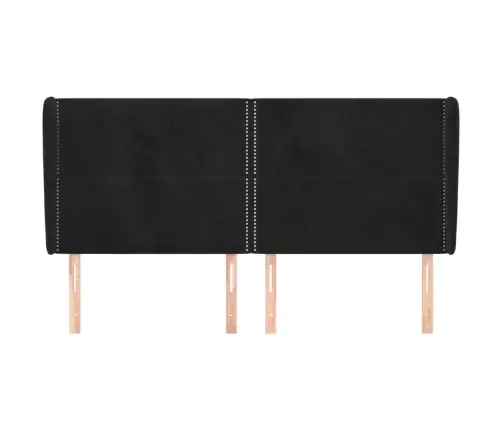 Galvgalis Ar Malām, 203X23X118/128 Cm, Melns Samts Vidaxl