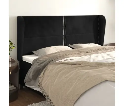 Galvgalis Ar Malām, 203X23X118/128 Cm, Melns Samts Vidaxl