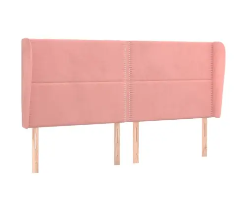 Galvgalis Ar Malām, 203X23X118/128 Cm, Rozā Samts Vidaxl