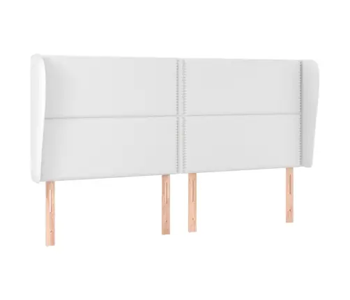 Galvūgalis Su Auselėmis, Baltas, 183X23X118/128cm Dirbtinė Oda