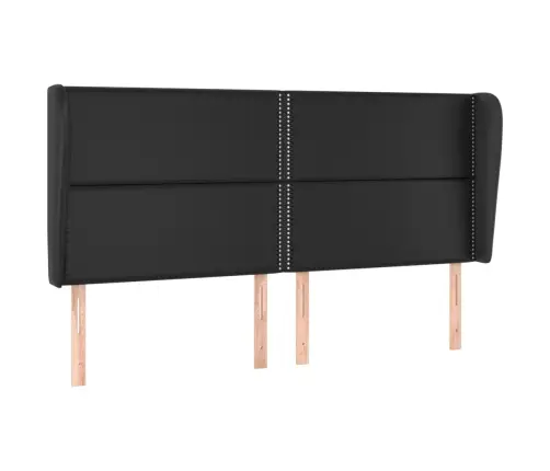 Galvūgalis Su Auselėmis, Juodas, 203X23X118/128cm Dirbtinė Oda