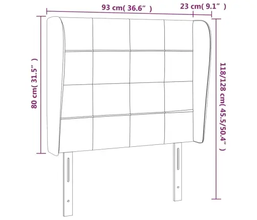 Galvgalis Ar Malām, 93X23X118/128 Cm, Melns Audums Vidaxl