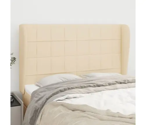 Galvgalis Ar Malām, 147X23X118/128 Cm, Krēmkrāsas Audums Vidaxl