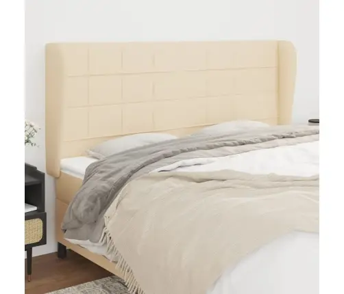 Galvgalis Ar Malām, 163X23X118/128 Cm, Krēmkrāsas Audums Vidaxl