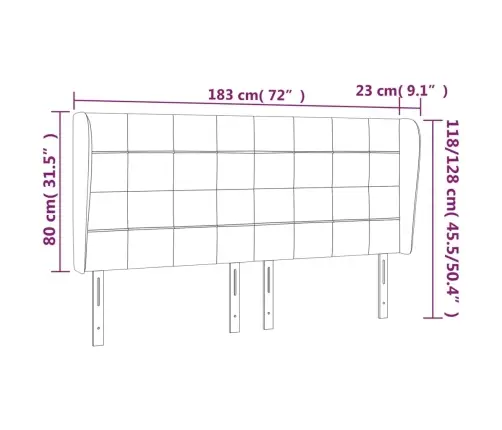 Voodipeats Servadega, Sinine, 183X23X118/128 cm Kangas