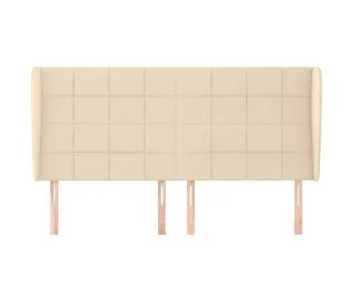 Galvgalis Ar Malām, 203X23X118/128 Cm, Krēmkrāsas Audums Vidaxl