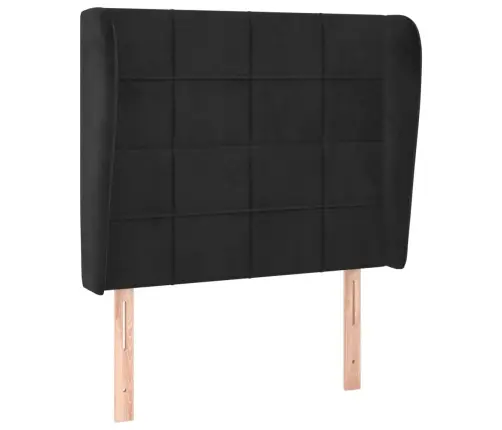 Galvūgalis Su Auselėmis, Juodas, 83X23X118/128cm Aksomas Galvūgalis Su Auselėmis, Juodas, 83X23X118/128cm Aksomas