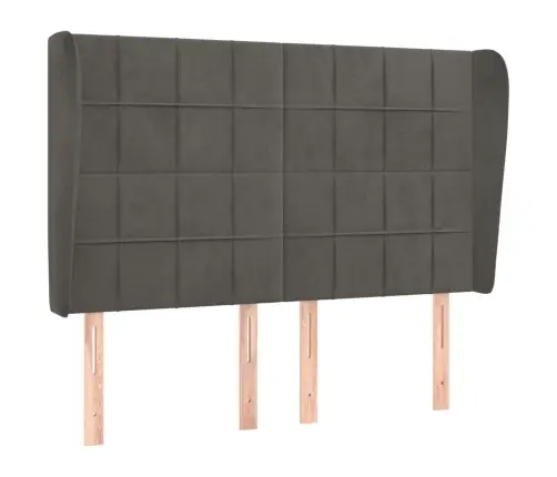 Galvūgalis Su Auselėmis, Pilkas, 147X23X118/128cm Aksomas