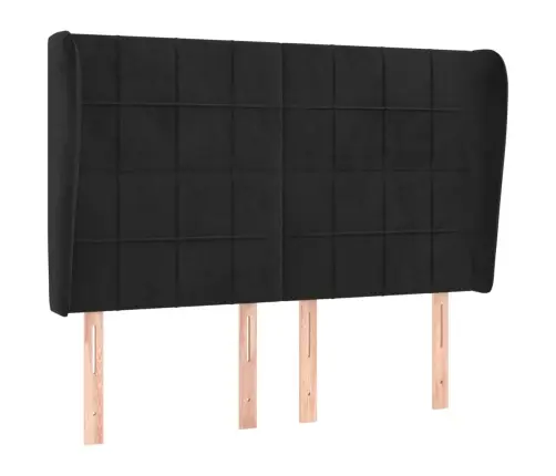 Galvūgalis Su Auselėmis, Juodas, 147X23X118/128cm Aksomas