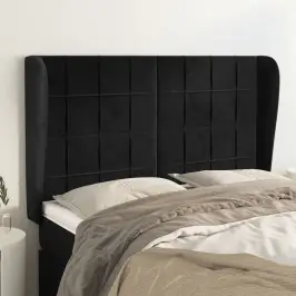 Voodipeats Servadega, Must, 147X23X118/128 cm Samet