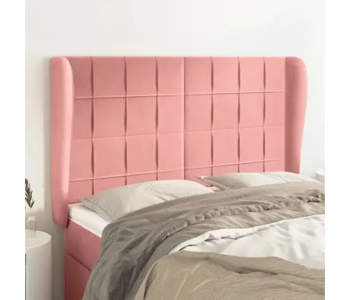 Galvgalis Ar Malām, 147X23X118/128 Cm, Rozā Samts Vidaxl