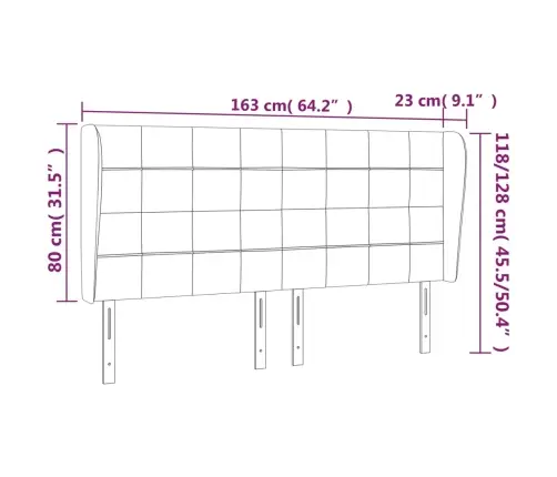 Galvgalis Ar Malām, 163X23X118/128 Cm, Tumši Zaļš Samts Vidaxl