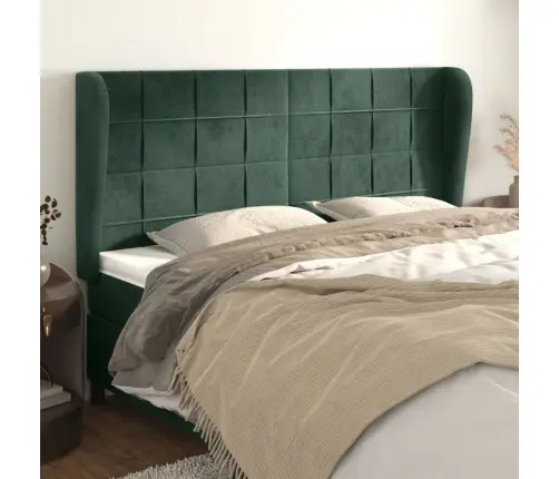 Galvgalis Ar Malām, 163X23X118/128 Cm, Tumši Zaļš Samts Vidaxl