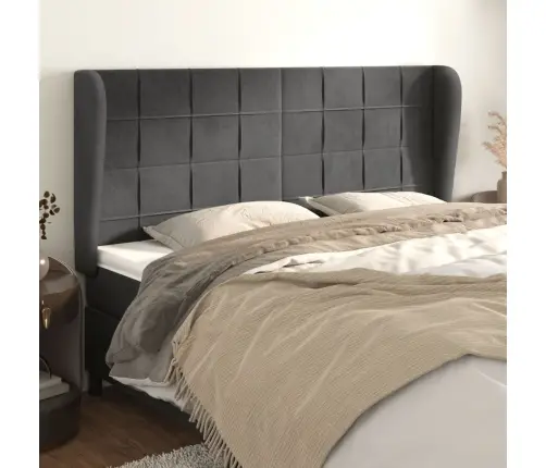 Galvgalis Ar Malām, 183X23X118/128 Cm, Tumši Pelēks Samts Vidaxl