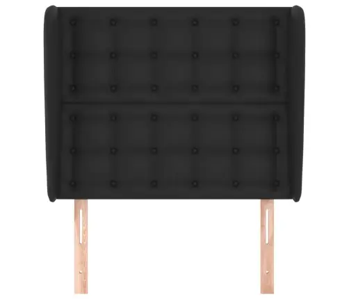 Galvūgalis Su Auselėmis, Juodas, 93X23X118/128cm Dirbtinė Oda