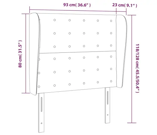 Galvgalis Ar Malām, 93X23X118/128 Cm, Balta Mākslīgā Āda Vidaxl