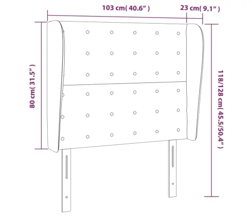 Galvūgalis Su Auselėmis, Pilkas, 103X23X118/128cm Dirbtinė Oda