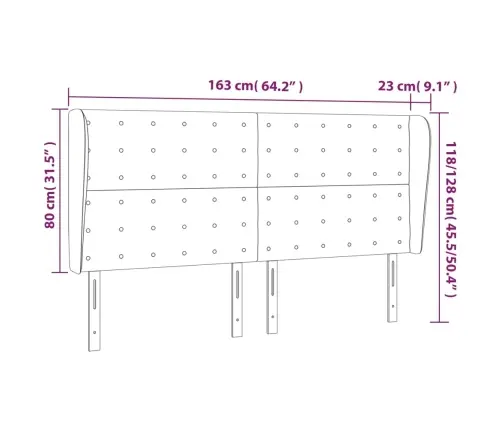 Galvūgalis Su Auselėmis, Kreminis, 163X23X118/128cmNetikra Oda