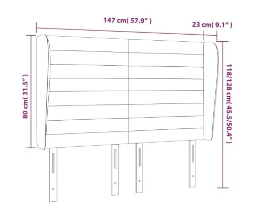 Galvgalis Ar Malām, 147X23X118/128 Cm, Tumši Pelēks Audums Vidaxl Galvgalis Ar Malām, 147X23X118/128 Cm, Tumši Pelēks Audums Vidaxl