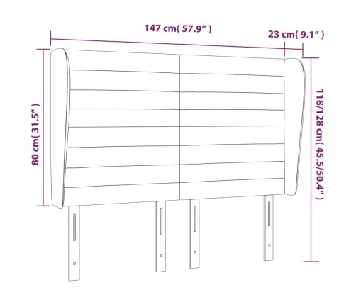 Voodipeats Servadega, Must, 147X23X118/128 cm Kangas