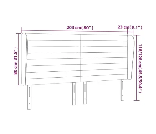 Galvgalis Ar Malām, 203X23X118/128 Cm, Pelēkbrūns Audums Vidaxl Galvgalis Ar Malām, 203X23X118/128 Cm, Pelēkbrūns Audums Vidaxl