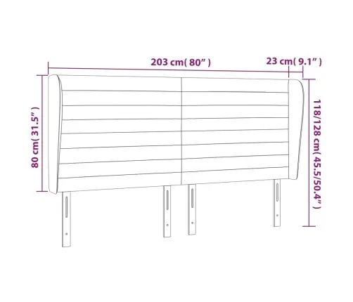 Galvūgalis Su Auselėmis, Kreminis, 203X23X118/128cm Audinys