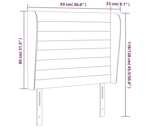 Galvūgalis Su Auselėmis, Pilkas, 93X23X118/128cm Aksomas