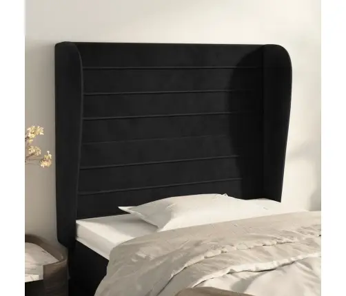 Galvgalis Ar Malām, 103X23X118/128 Cm, Melns Samts Vidaxl Galvgalis Ar Malām, 103X23X118/128 Cm, Melns Samts Vidaxl