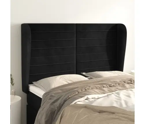 Galvgalis Ar Malām, 147X23X118/128 Cm, Melns Samts Vidaxl