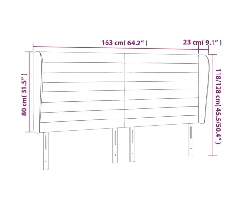 Galvgalis Ar Malām, 163X23X118/128 Cm, Rozā Samts Vidaxl
