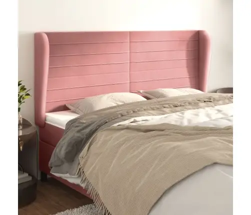 Galvgalis Ar Malām, 163X23X118/128 Cm, Rozā Samts Vidaxl