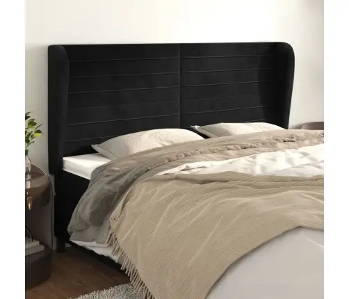 Galvgalis Ar Malām, 203X23X118/128 Cm, Melns Samts Vidaxl