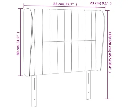 Galvgalis Ar Malām, 83X23X118/128 Cm, Gaiši Pelēks Audums Vidaxl