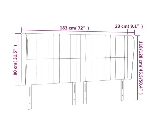 Galvūgalis Su Auselėmis, Juodas, 183X23X118/128cm Audinys Galvūgalis Su Auselėmis, Juodas, 183X23X118/128cm Audinys