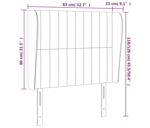 Voodipeats Servadega, Tumeroheline, 83X23X118/88 cm Samet
