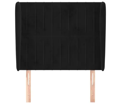 Galvūgalis Su Auselėmis, Juodas, 93X23X118/128cm Aksomas