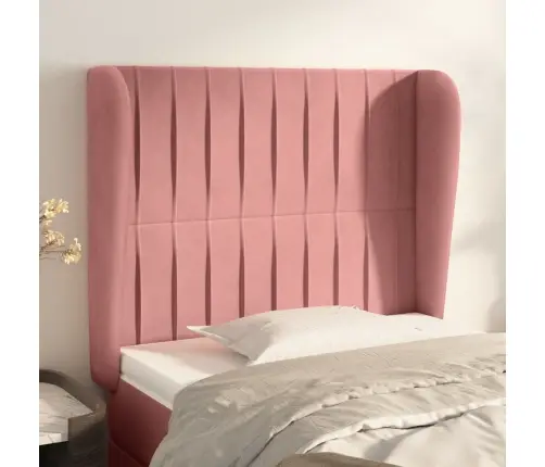Galvgalis Ar Malām, 93X23X118/128 Cm, Rozā Samts Vidaxl
