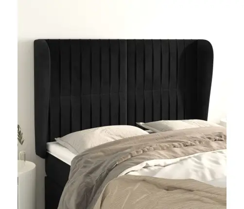 Voodipeats Servadega, Must, 147X23X118/128 cm Samet