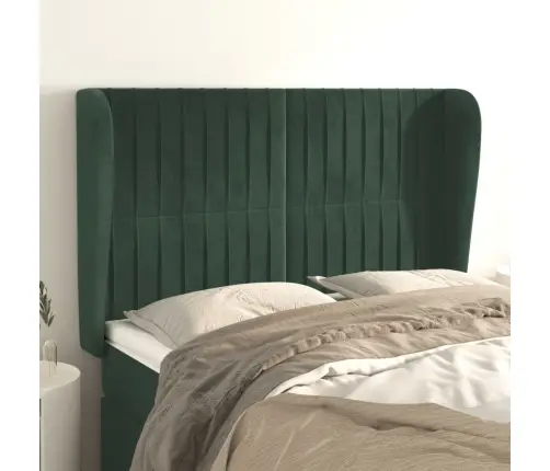 Galvūgalis Su Auselėmis, Žalia, 147X23X118/128cm Aksomas