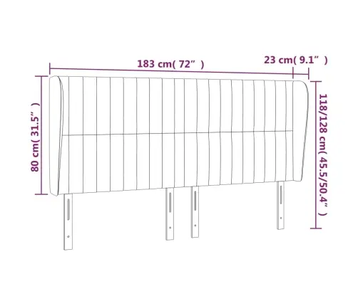 Galvgalis Ar Malām, 183X23X118/128 Cm, Tumši Zils Samts Vidaxl