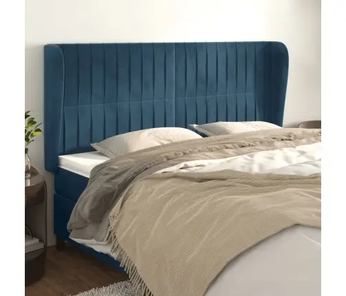 Galvgalis Ar Malām, 183X23X118/128 Cm, Tumši Zils Samts Vidaxl