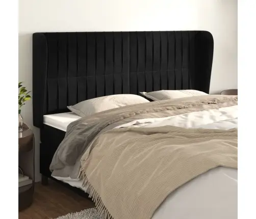 Galvgalis Ar Malām, 203X23X118/128 Cm, Melns Samts Vidaxl