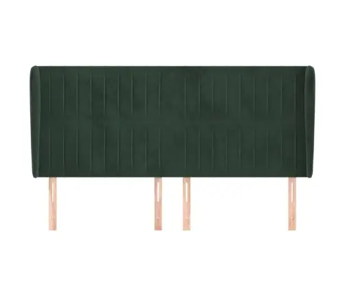 Galvūgalis Su Auselėmis, Žalias, 203X23X118/128cm Aksomas