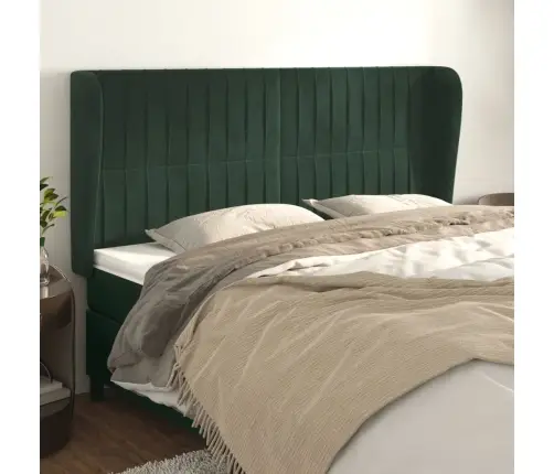 Galvūgalis Su Auselėmis, Žalias, 203X23X118/128cm Aksomas