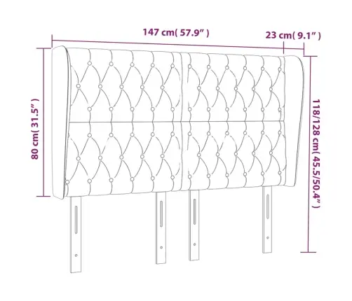 Galvgalis Ar Malām, 147X23X118/128 Cm, Zils Audums Vidaxl