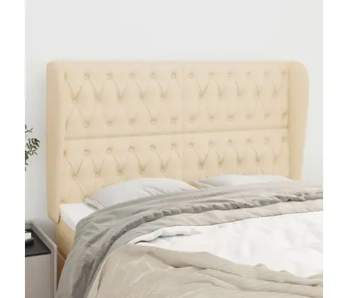 Galvgalis Ar Malām, 163X23X118/128 Cm, Krēmkrāsas Audums Vidaxl