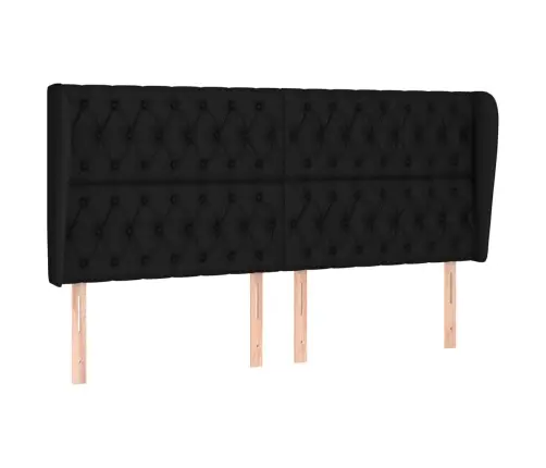 Galvgalis Ar Malām, 183X23X118/128 Cm, Melns Audums Vidaxl Galvgalis Ar Malām, 183X23X118/128 Cm, Melns Audums Vidaxl