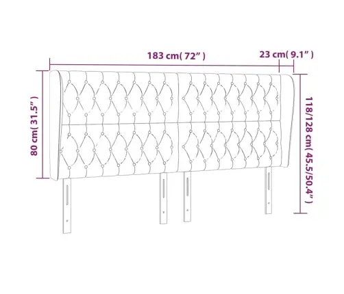 Galvgalis Ar Malām, 183X23X118/128 Cm, Melns Audums Vidaxl Galvgalis Ar Malām, 183X23X118/128 Cm, Melns Audums Vidaxl
