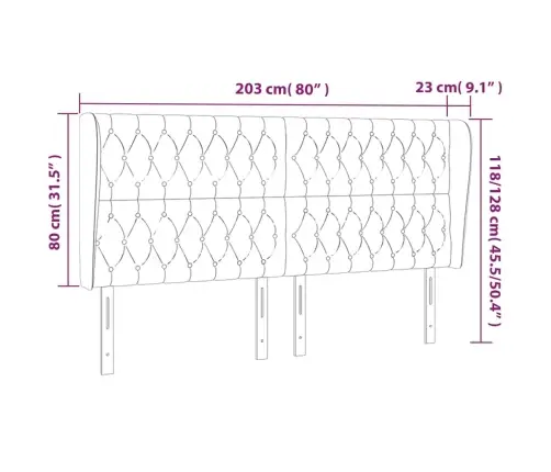 Galvgalis Ar Malām, 203X23X118/128 Cm, Melns Audums Vidaxl Galvgalis Ar Malām, 203X23X118/128 Cm, Melns Audums Vidaxl